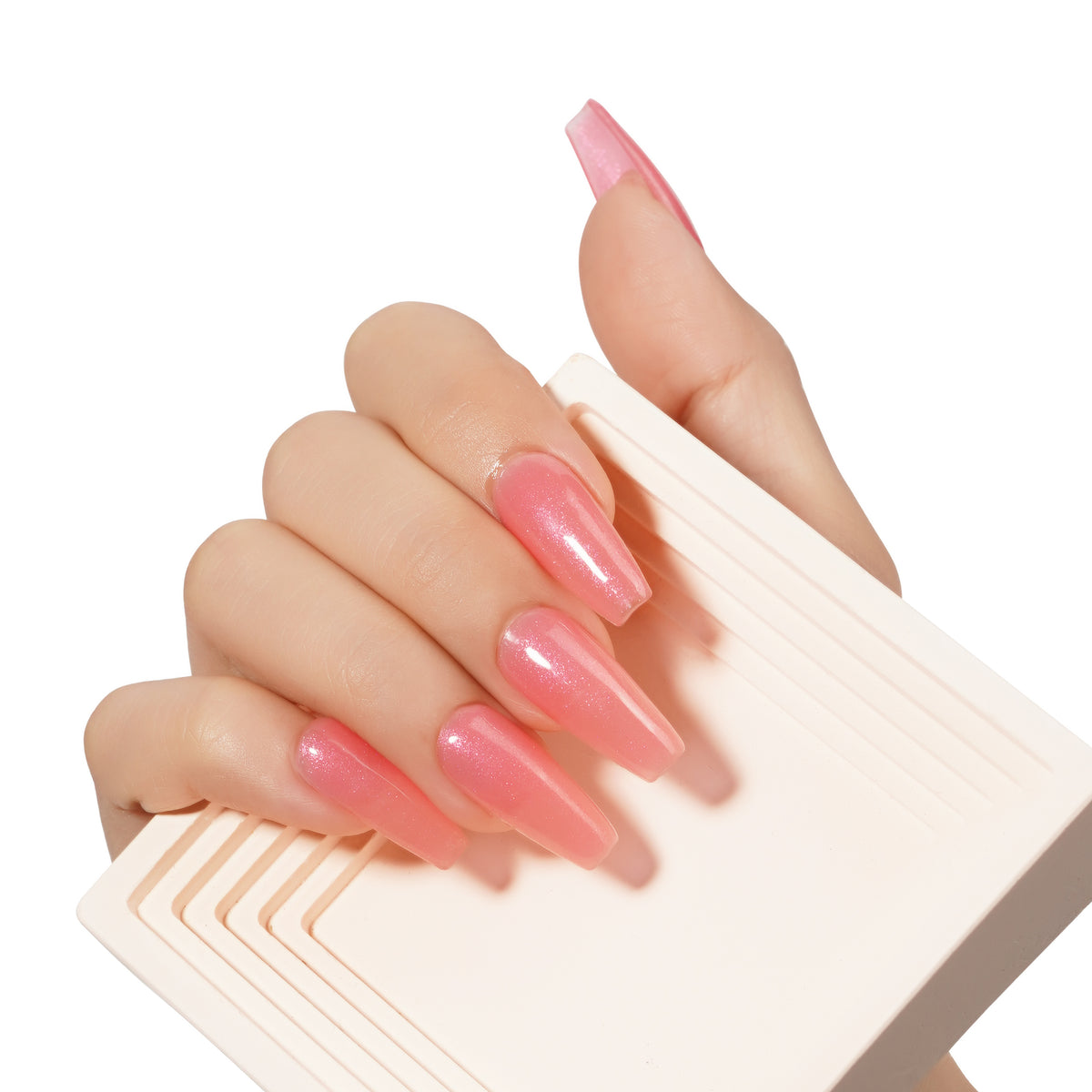 Pink Sorbet | Gel de base en caoutchouc pailleté