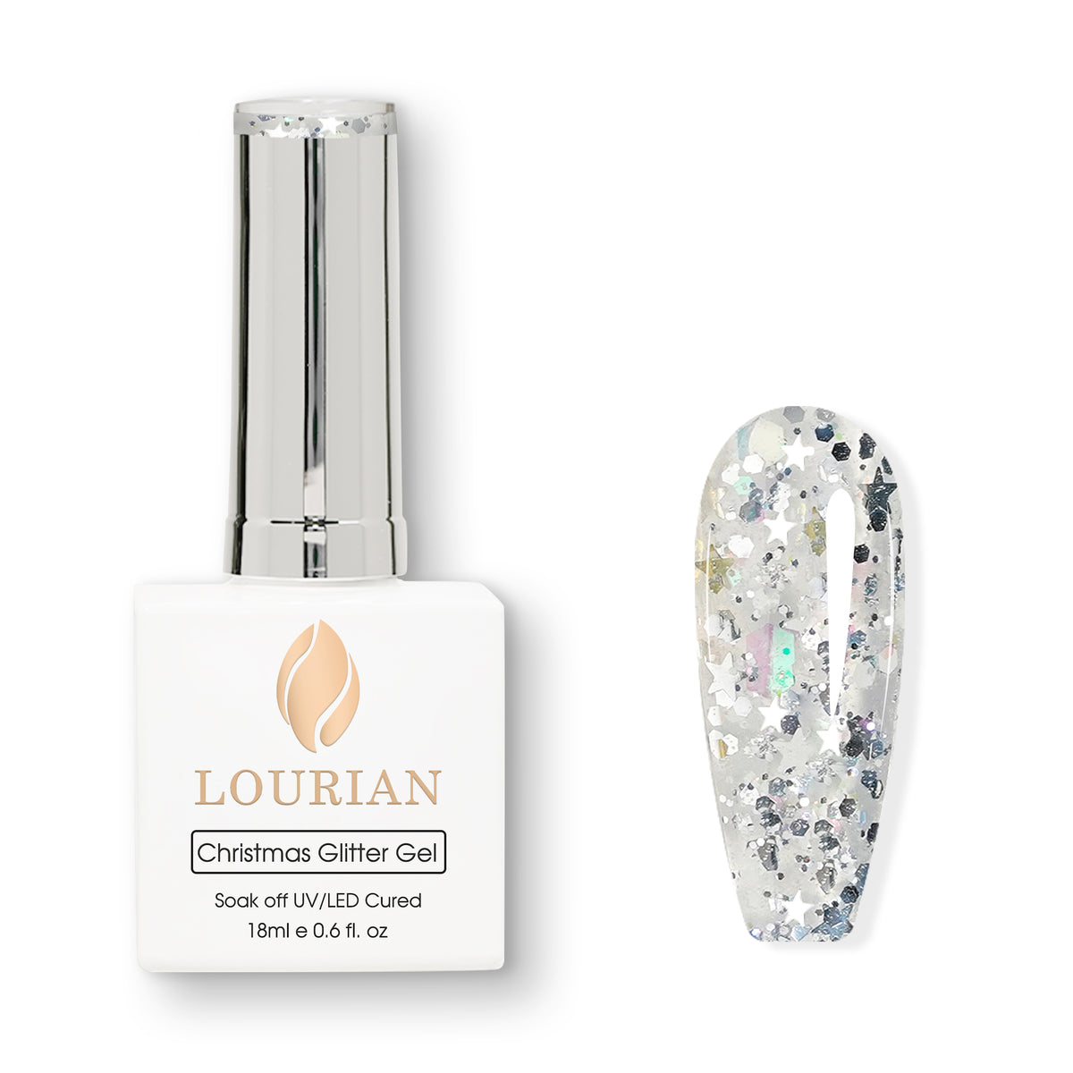 Combo de 6 flacons | 5 Christmas Glitter Gel + Peach Whisper(BASE) 6*18ml JUST！！55€