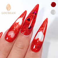 Cœur de Diamant Rouge | Pailleté rouge+Gel de top tansparent
