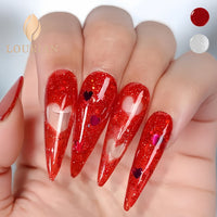 Cœur de Diamant Rouge | Pailleté rouge+Gel de top tansparent