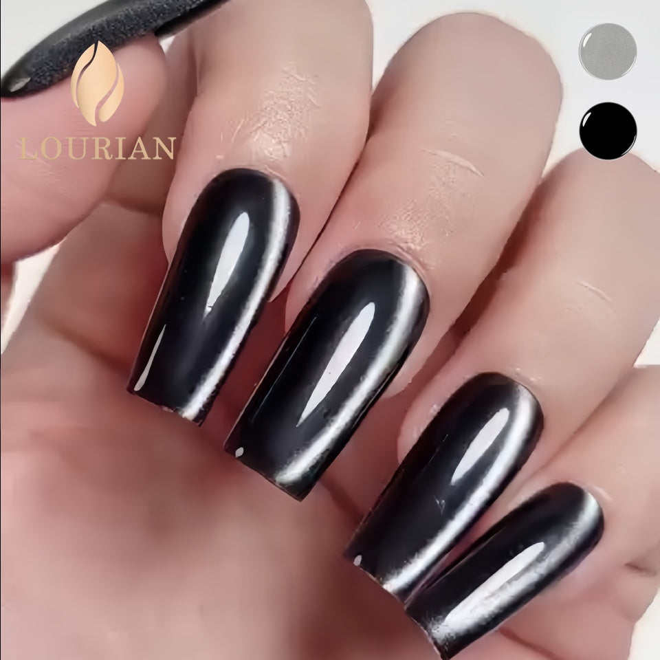 Lune d'argent | Cat eye argent+Gel de base noire