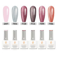Combo de 6 flacons | 5 Mystic Crystal Cat Eye Gel + Ballet Pink(BASE) 6*18ml JUST！！55€