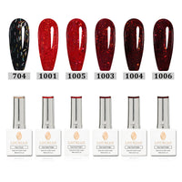 Combo de 6 flacons | 5 Red Glitter Gel + Confetti Night(TOP) 6*18ml JUST！！55€